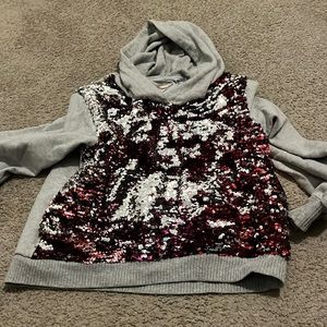 Hannah banana cute size 14 hooded sweatshirt top girls sequin long sleeve